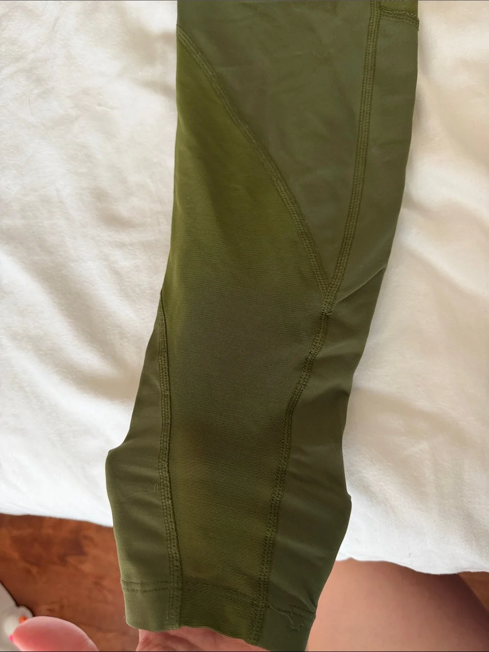 Nike Olive Green Women's Training Leggings with Metallic Swoosh